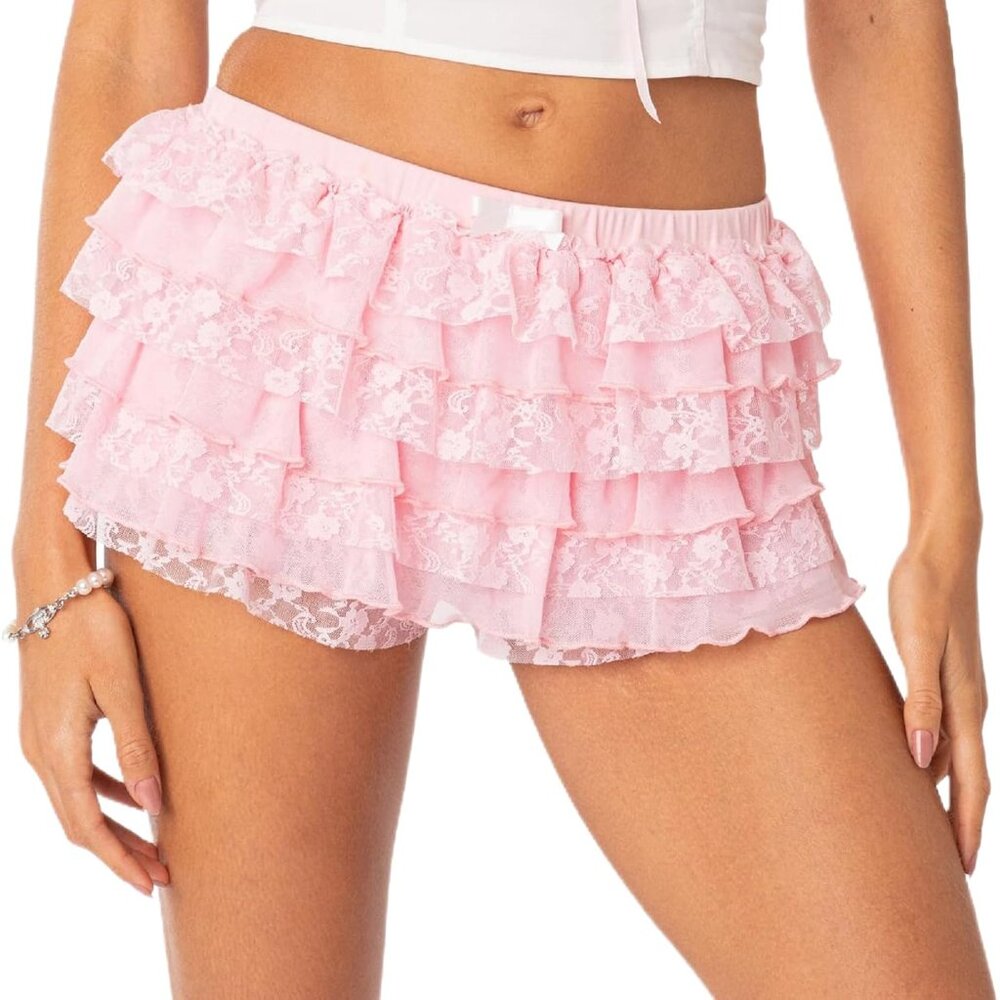 Women Lolita Bloomers Ruffle Shorts Lace Cute Pumpkin Pants Sexy Boyshorts Layer